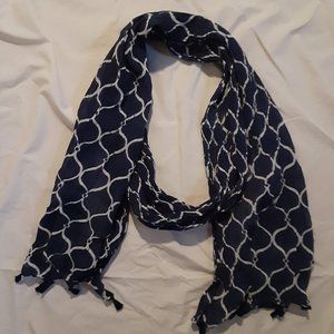 Navy and white ogee scarf